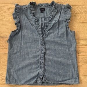 J.Crew Ruffled Denim Sleeveless Top
